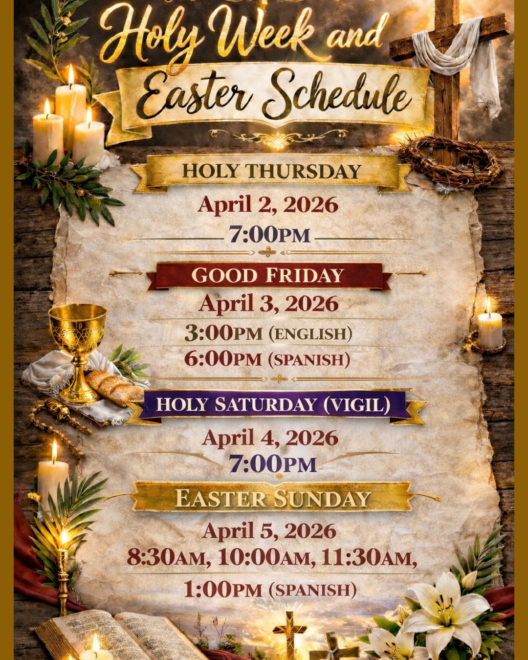 Holy Week and Easter Schedule