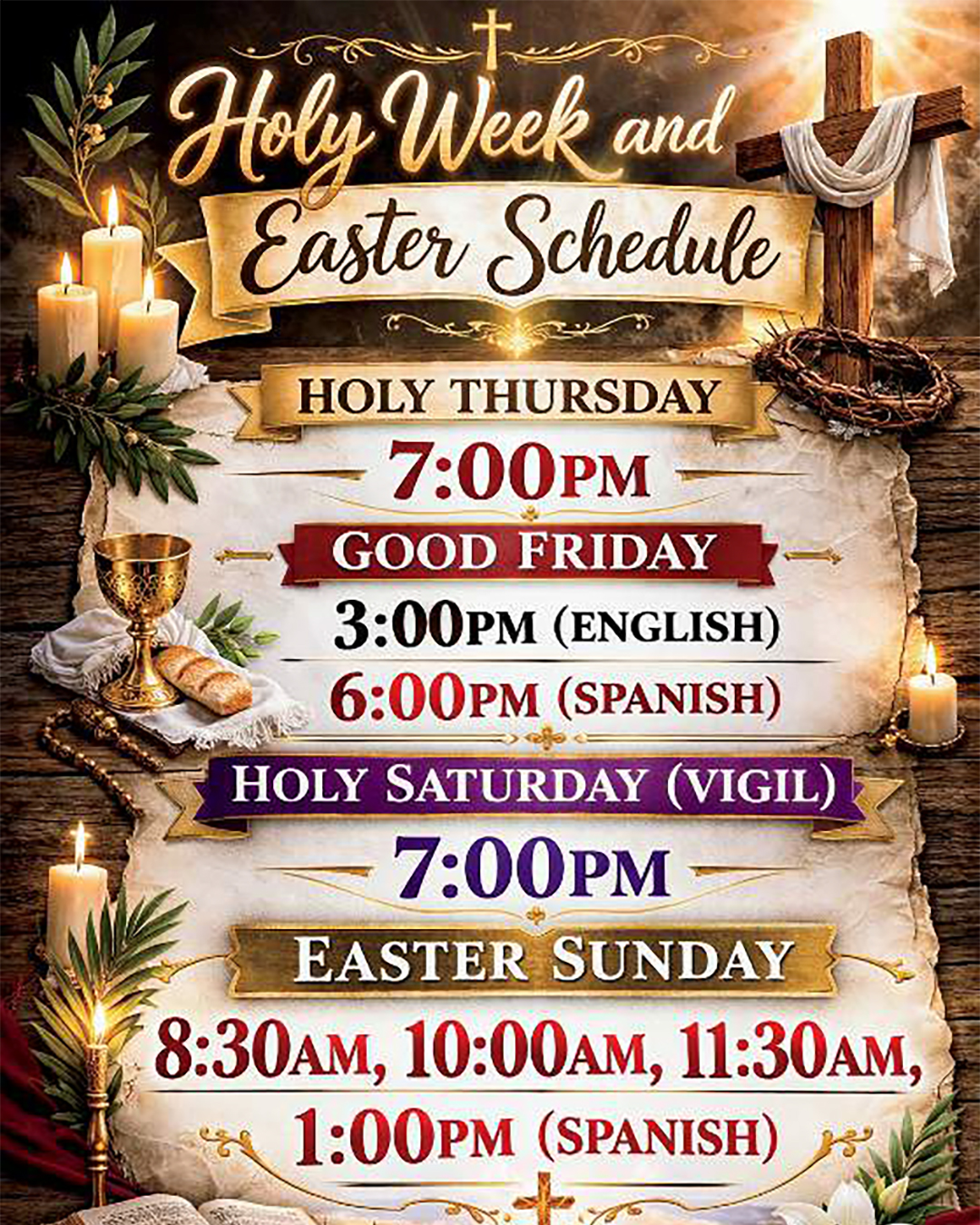 Holy Week and Easter Schedule                                                                                                                                                                                                                                                                               